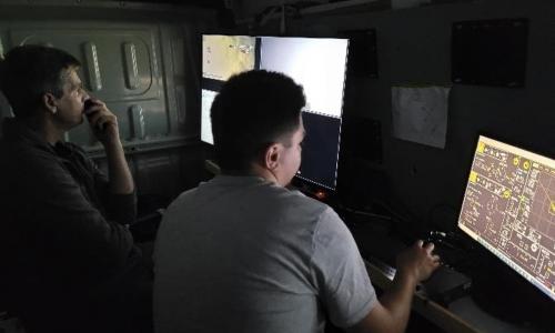 Mission control center during the night time I-ROV survey at Dummy’s Lough (Anthony Weir and Ben Bartlett from ULIM)